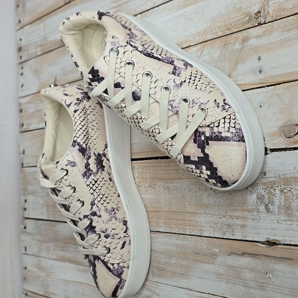 Steve Madden Shoes Womens 8.5 M Bertie Platform Sneakers Multicolor Snakeskin - Picture 3 of 6